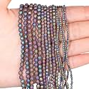 4mm 90pcs Natural Matte Colorful Hematite Stone Beads, Songxi Small Faceted Round Loose Gemstone Beads for Jewelry Making, DIY Art and Craft, Bracelet for Necklace