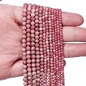 4mm 90pcs Natural Red Rhodonite Stone Beads, Songxi Small Faceted Round Loose GemstoneFor Jewelry Making, DIY Art and Craft, Bracelet Necklace (1 Strand)