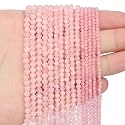 4mm 90pcs Natural Rose Quartz Stone Beads, Songxi Small Faceted Round Loose Gemstone Beads for Jewelry Making, DIY Art and Craft, Bracelet Beads for Necklace (1 Strand)