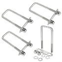 4 Pack Square U-Bolts 2-1/16" W x 6-5/16" L, 304 Stainless Steel U Bolts M12 with Washers & Nuts for Replacement Parts and Accessories for Ski Boat, Fishing Boat or Sailboat Trailer