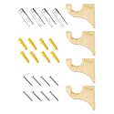 4Pack Wooden Curtain Rod Brackets, Wood Curtain Rod Holders for 2" Pole