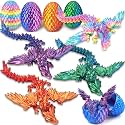 4PC 3D Printed Dragon Eggs with Wings for Kids Fidget Classroom Decor Treasure Box Goodie Bag Fillers Birthday Gifts Party Favors Winged Dragon Dinosaur Toy Office Desk Decoration for Adult Teen Boys