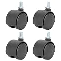 4PCS 1.5 Inch Swivel Caster Wheels with Threaded Stem – 360° Rotatable Heavy Duty Furniture Casters for Office Chair, Cabinet, Desk, and Bed Frame
