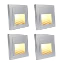 Arotelicht 4Pcs 1.5W LED Step Light, Warm White 3000K Recessed Wall Light, Indoor Stair Light for Kitchen,Bedroom,Livingroom,Cabinet,120V Sliver