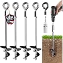 4pcs 15'' Ground Anchors Screw in Tent Stakes - Heavy Duty Earth Anchors