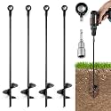 4pcs 18'' Ground Anchors Screw in Tent Stakes - Heavy Duty Earth Anchors