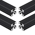 4pcs 200mm T Slot 2020 Aluminum Extrusion European Standard Anodized Linear Rail for 3D Printer Parts and CNC DIY Black(7.874inch)