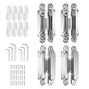 4PCS 6'' Invisible Concealed Door Hinges 180 Degree Swing Hinge (Sliver)-