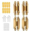 4PCS 6 Inch Invisible Concealed Door Hinges 180 Degree Swing Hinge (Gold)-