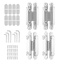 4PCS 7 Inch Invisible Concealed Door Hinges 180 Degree Swing Hinge (White)-