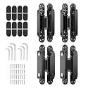 4PCS 7 Inch Invisible Concealed Door Hinges 180 Degree Swing Hinge (Black)-