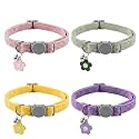 4Pcs Adjustable Breakaway Cat Collar with Bell for Kittens and Cats, Soft Corduroy Safety Buckle, Lightweight and Comfortable Collar for Indoor and Outdoor Wear(Fashion)
