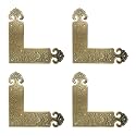 4Pcs Antique Embossing Brass Decorative Corner Protectors Braces Classical Furniture Tables and Chairs Cabinet Corner Guard Edge Cover