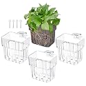 4pcs Aquarium Plant Holders, Transparent Plastic Fish Tank Plant Pots Hanging Aquarium Planter Aquarium Plant Basket Aquatic Plant Cup for Aquarium Fish Tank Hydroponic Plants