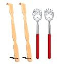 4Pcs Back Scratcher Set, Bamboo & Extendable Stainless Steel