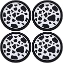 4-Pack Car Cup Coasters – 2.75 Inch Anti-Slip Drink Mats, Universal Auto Holder Insert for Women, Girls, Vehicle Interior Accessories (Cow Print)