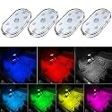 4Pcs Car LED Lights Interior Wireless, 7 Colors Interior Car Lights with 6 Bright LED Lamp Beads, Portable USB Rechargeable Car Interior Led Night Light for Car Decor (7 Colors)