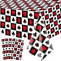 4Pcs Casino Tablecloths, Poker Table Cover, Rectangular Casino Theme Table Cloth for Picnic Birthday Playing Card Casino Party Decorations, 51 x 106 Inch