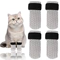 4Pcs Cat Boots, Cat Mittens to Prevent Scratching, Adjustable Mesh Cats Claw Protectors Non-Slip Breathablesuitable for Pet Bathing, Cutting Nails, Injecting(M,Gray)
