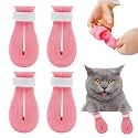 4Pcs Cat Boots for Cats Only Paw Covers Protectors Claws Shoes Paws Wound Boot Silicon Anti Scratch Cat Mittens for Bathing, Nail Clipping, Ears Cleaning, Treatment（Pink）