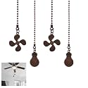 4PCS Ceiling Fan Pull Chain, 14" Fan Light Pull Chain Extra Long with 4 Leaf Light Bulb, Ceiling Fans Chains Extension with Ball Chain-connector, Lighting Ball Chains Pendant Decoration (Red Bronze)