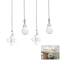 4PCS Ceiling Fan Pull Chain Extender, 14" Ceiling Fan Chain Extra Long with 4 Leaf Light Bulb, Fans Chains Extensions with Ball Chain-connector, Lighting Beaded Ball Chains Pendant Decoration(Silver)