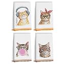 Hanamiya Na 4 Pcs Funny Cat Kitchen Hand Towels 24x14 Inch