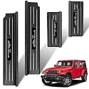 4PCS Door Sill Guards for Jeep Wrangler 2018-2025 2026 JL JLU & 2020-2026 Gladiator JT Accessories Stainless Steel Door Sill Protector Unlimited Sport Sahara Rubicon 4 Door (Carbon Fiber)