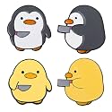 4pcs Funny Anime Pins Duck Penguin with Knife Enamel Pin Set Decorative Safety Pins for Clothes Backpacks Bags