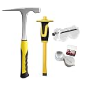 4pcs Geology Rock Pick Hammer Kit, Geology Hammer Tools, 32oz Rock Hammer & Chisels with jewelers loupe,goggles. Tool Set for Rock Hounding, Hounding,Gold Mining & Prospecting, Stone Breaking