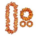 4pcs Hawaiian Leis, Gender Reveal Party Leis for Luau Party Jumbo 1 Headband 2 Bracelets 1 Necklace Graduation Lei Flower Christmas Lays Floral Garland