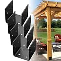 4Pcs Heavy Duty Post Base Brackets for Gazebo & Pergola - Fit 4 x 4 Post Anchor Connector, Thickened & Multi-Hole Design, Steel, Black