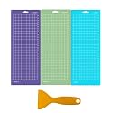 4PCS Mats, 3 Pack with Scraper Tool, Blue Green Purple Cutting Mats for DIY Craft Projects, Standard Grip for Medium Weight Materials, Compatible with Machines