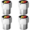 4Pcs Metal Aluminum Alloy Car Tire Valve Stem Caps Cover for Toyota Tacoma 4Runner Tundra Rav4 Highlander TRD Accessories for Men Women -CapsTriColor-Silver