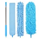 4PCS Microfiber Duster Kit, 3 in 1 Microfiber Dusters Retractable Gap Dust Cleaner and Chenille Duster with 83 inches Extra Long Extension Pole for Cleaning Ceiling Fan, High Ceiling