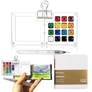 4pcs mini painting kit with clip 591  295in 15grids painting palette paint tray palettes paint pallet drawing colour set for travel art painting palette for arts and crafts