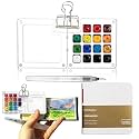 4Pcs Mini Painting Kit, with Clip, 5.91 * 2.95in 15Grids Painting Palette, Paint Tray Palettes, Paint Pallet, Drawing Colour Set for Travel Art, Painting Palette for Arts and Crafts