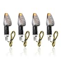 4PCS Motorcycle Turn Signals,14 LED Front+Rear Motorcycle Blinkers with Cool Amber Lamp,Universal 12V Motorcycle Turn Signal Light Compatible with Kawasaki Yamaha (Transparent Shell)