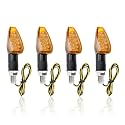 4PCS Motorcycle Turn Signals,14 LED Front+Rear Motorcycle Blinkers with Cool Amber Lamp,Universal 12V Motorcycle Turn Signal Light Compatible with Kawasaki Yamaha (Yellow Shell)