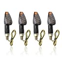 4PCS Motorcycle Turn Signals,14LED Front+Rear Motorcycle Blinkers with Cool Amber Lamp,12V Motorcycle Turn Signal Light Compatible with Yamaha Kawasaki Motorcycle Accessories (Smoked Black Shell)