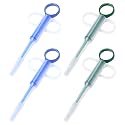 4PCS Pet Pill Feeders Tool Accessories for Cats and Dogs, Pill Plunger Popper for Small Animals, Soft Tip Medicine Dispenser with Syringe Pusher (Blue, Green)