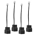 SHINEOFI 4Pcs Rj11 Rj14 4-Core Phone Cable Splitter Adapter for Landline Telephones, Telephone Accessories with Detachable Cable, Compatible with Home and Office Phone Systems, Black