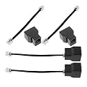 4pcs Telephone Line Adapter Rj11, 6p4c Detachable Rj14 Copper ABS