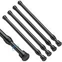 MEXAU 4PCS Small Tension Curtain Rod 28 to 48 Inch,Black Short Curtain Rods No Drilling,Loaded Expandable Spring Curtain Rods for Windows,Kitchen,Closet,Cupboard,Door,Bookshelf