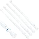 MEXAU 4PCS Small Tension Curtain Rod 28 to 48 Inch,White Short Curtain Rods No Drilling,Loaded Expandable Spring Curtain Rods for Kitchen,Closet,Cupboard,Door,Bookshelf