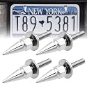 4PCS Spikes License Plate Screws,License Plate Bolts,Anti Theft License Plate Screws,Aluminum Alloy Frame Bolts for Car Truck Motorcycle,Car Accessories (Silver)