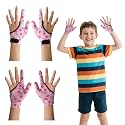 4Pcs Thumb Sucking Guard Gloves Kids Chewy Compression Gloves Kids Stop Thumb Sucking and Finger Biting for Ages 5-13 (Pink Strawberry)