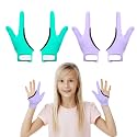 4Pcs Thumb Sucking Guard Gloves Kids Chewy Compression Gloves Kids Stop Thumb Sucking and Finger Biting for Ages 5-13 (Light Purple+Green)