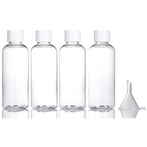 4pcs travel bottles80ml refillable clear empty plastic travel size containers bottles with screw lids for toiletriessoapshampoo and conditioner