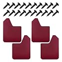 4PCS Universal Car Mud Flaps, Flexible Splash Guards Set for Front &amp; Rear, Bendable Mudguards with Fastener Rivet Clips, Car Exterior Accessories for Pickup, Truck, SUV (Red)